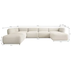 Caesar - Hoekbank 5-zits met chaise longue - Teddystof beige - Links -