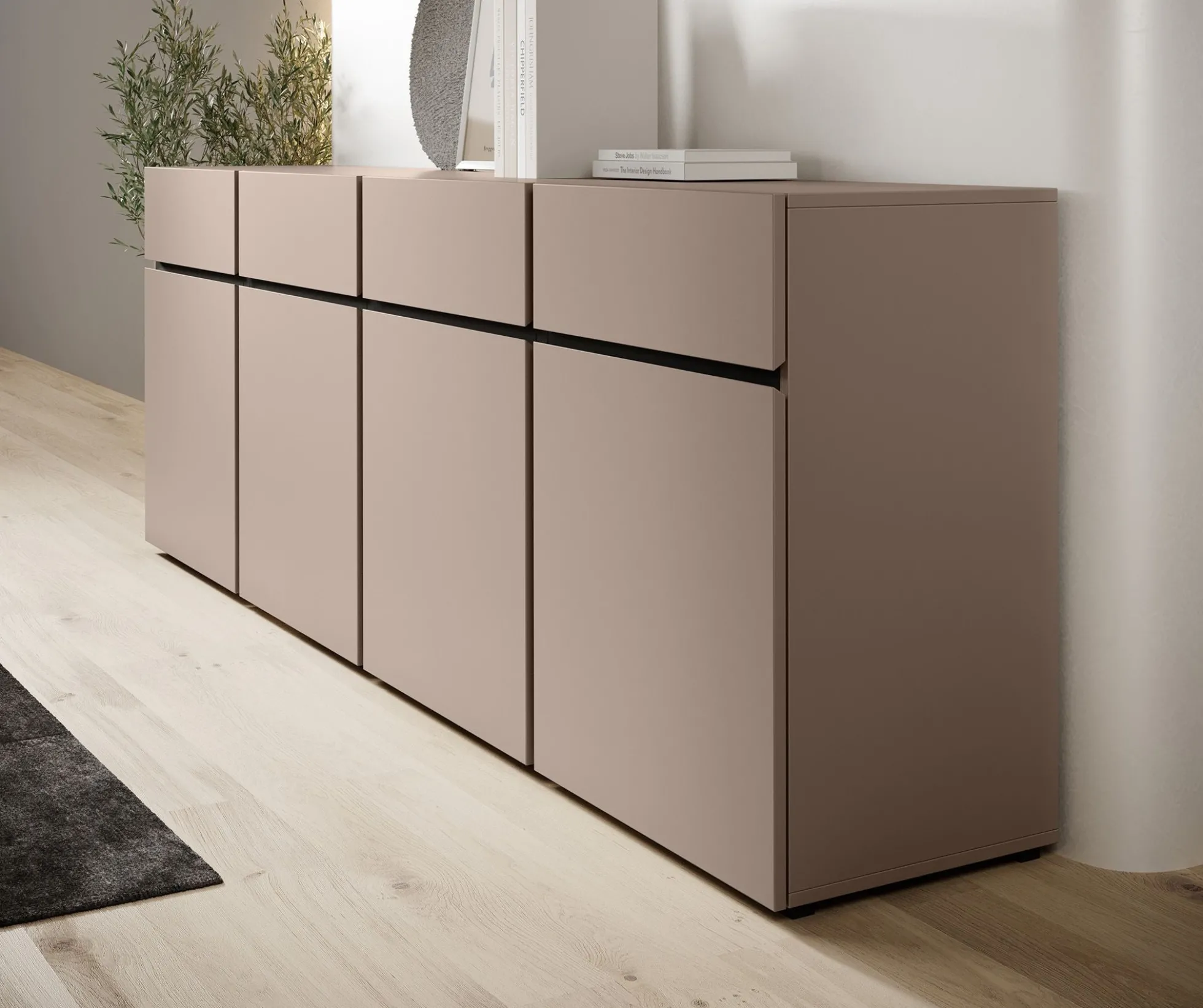 Cainan - Dressoir - Beige/zwart - 225x40x78 cm