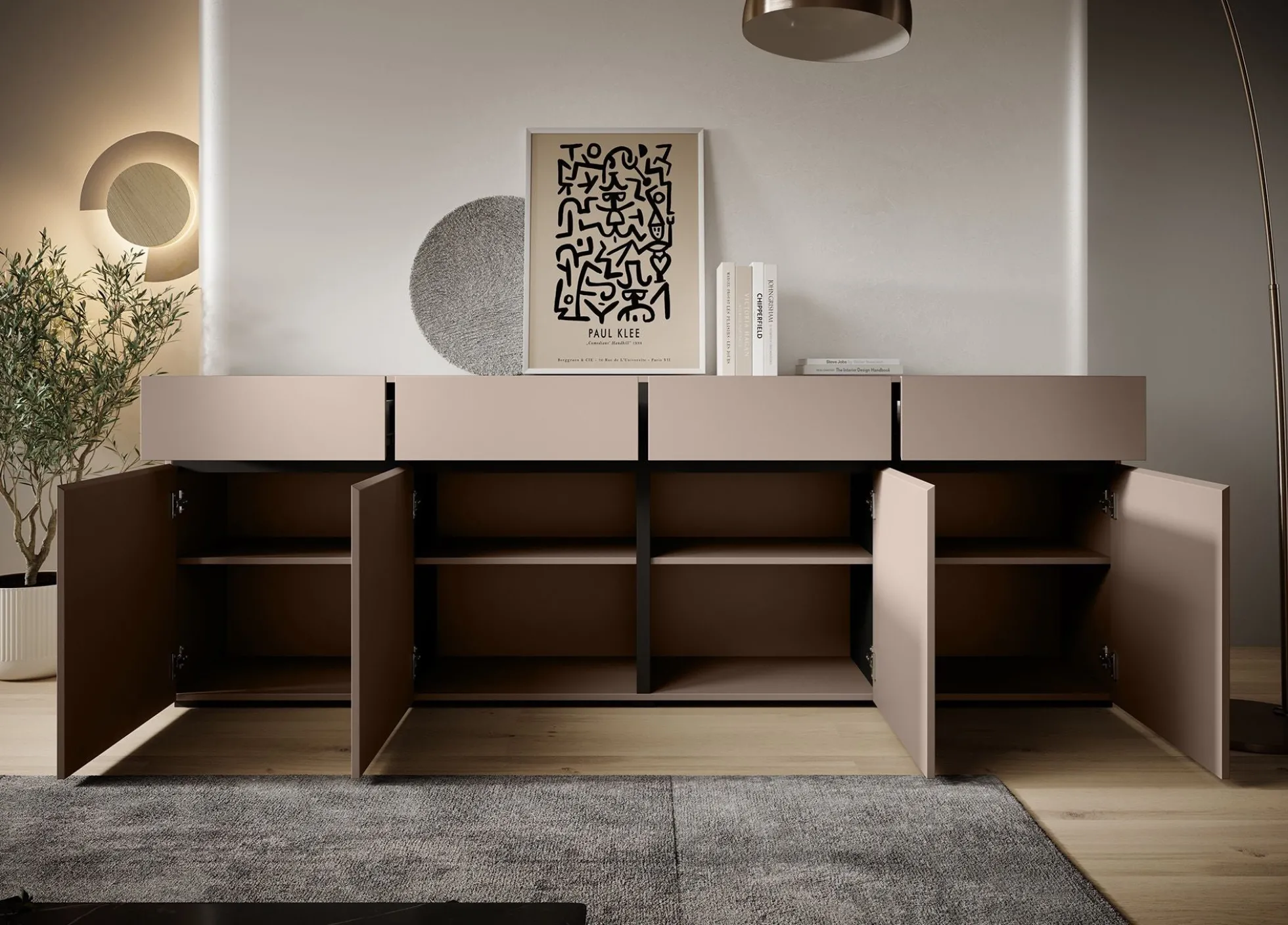 Cainan - Dressoir - Beige/zwart - 225x40x78 cm