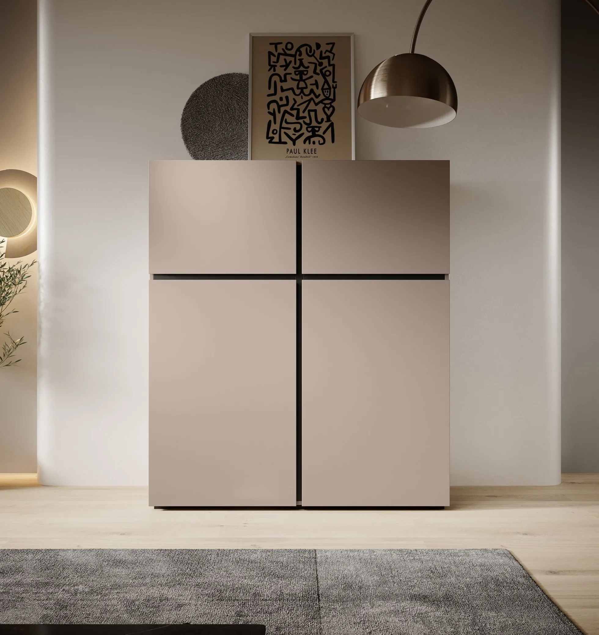 Cainan - Dressoir - Beige/zwart - 119x40x139 cm
