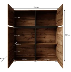 Cainan - Dressoir - Beige/zwart - 119x40x139 cm