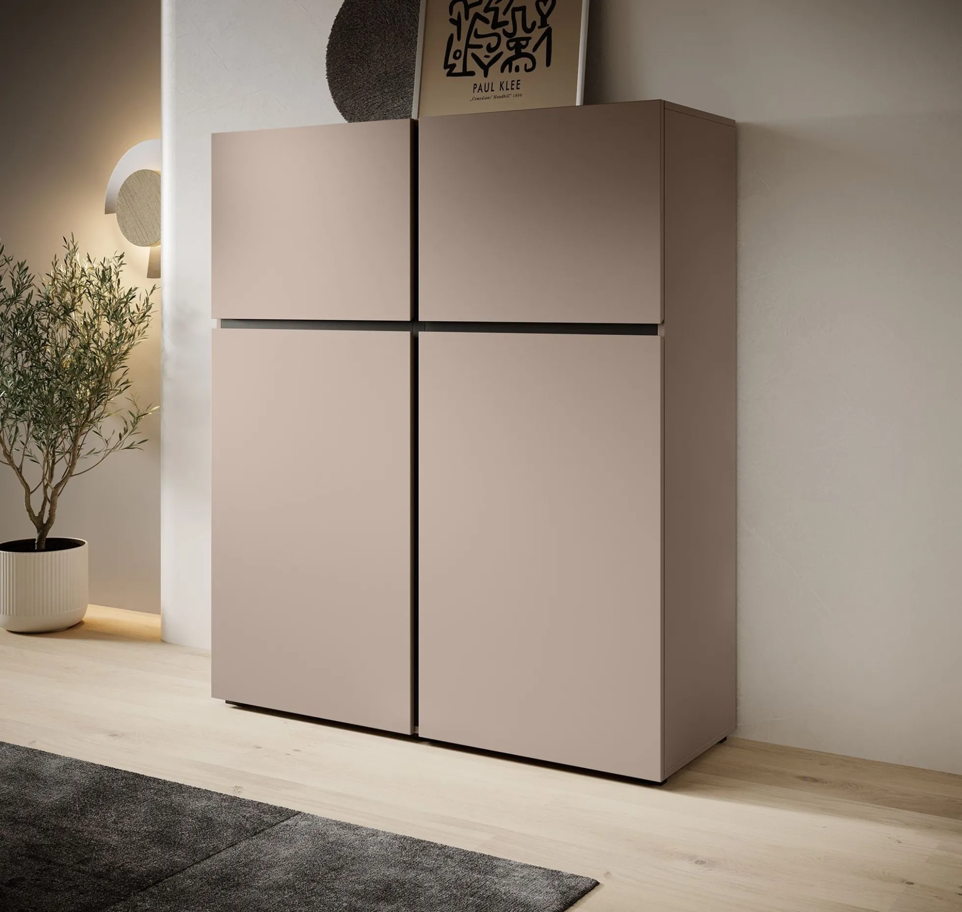 Cainan - Dressoir - Beige/zwart - 119x40x139 cm