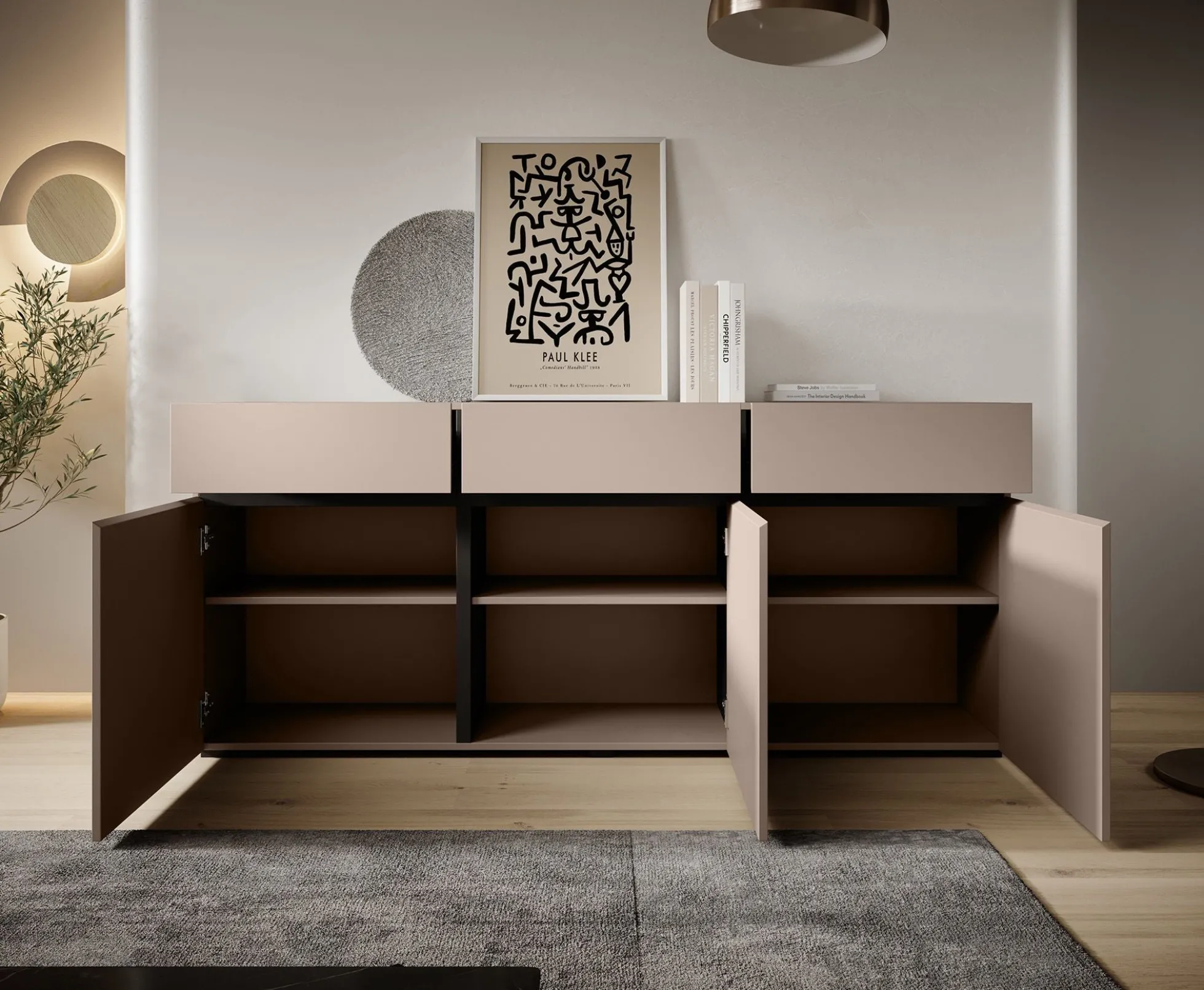 Cainan - Dressoir - Beige/zwart - 180x40x78 cm