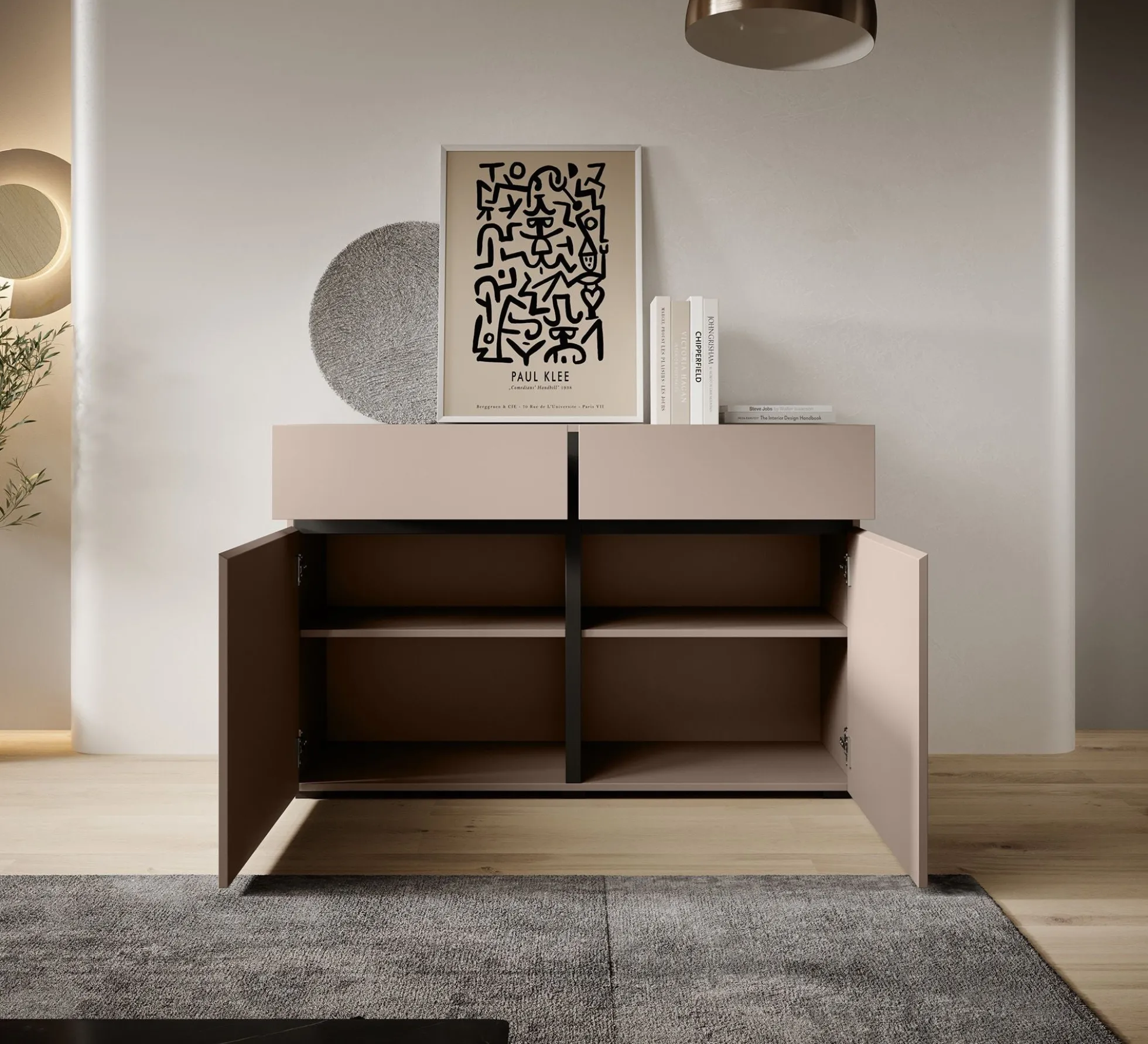 Cainan - Dressoir - Beige/zwart - 119x40x78 cm