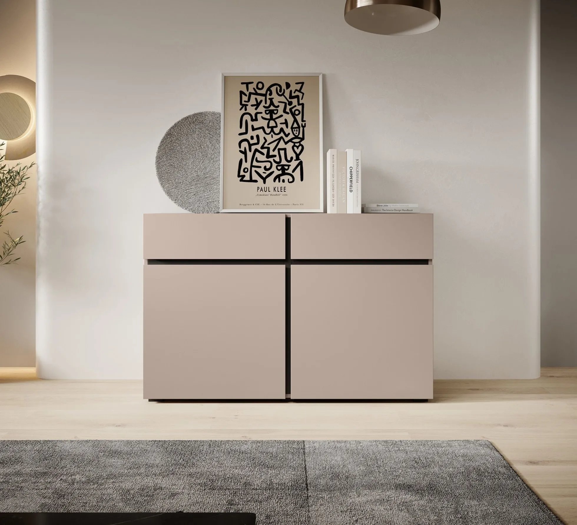 Cainan - Dressoir - Beige/zwart - 119x40x78 cm