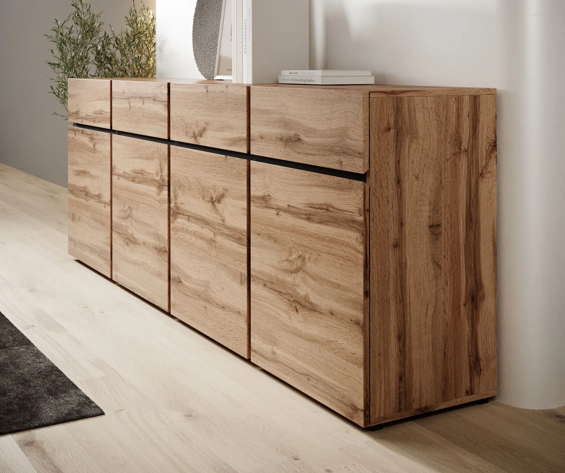 Cainan - Dressoir - Eiken/zwart - 225x40x78 cm