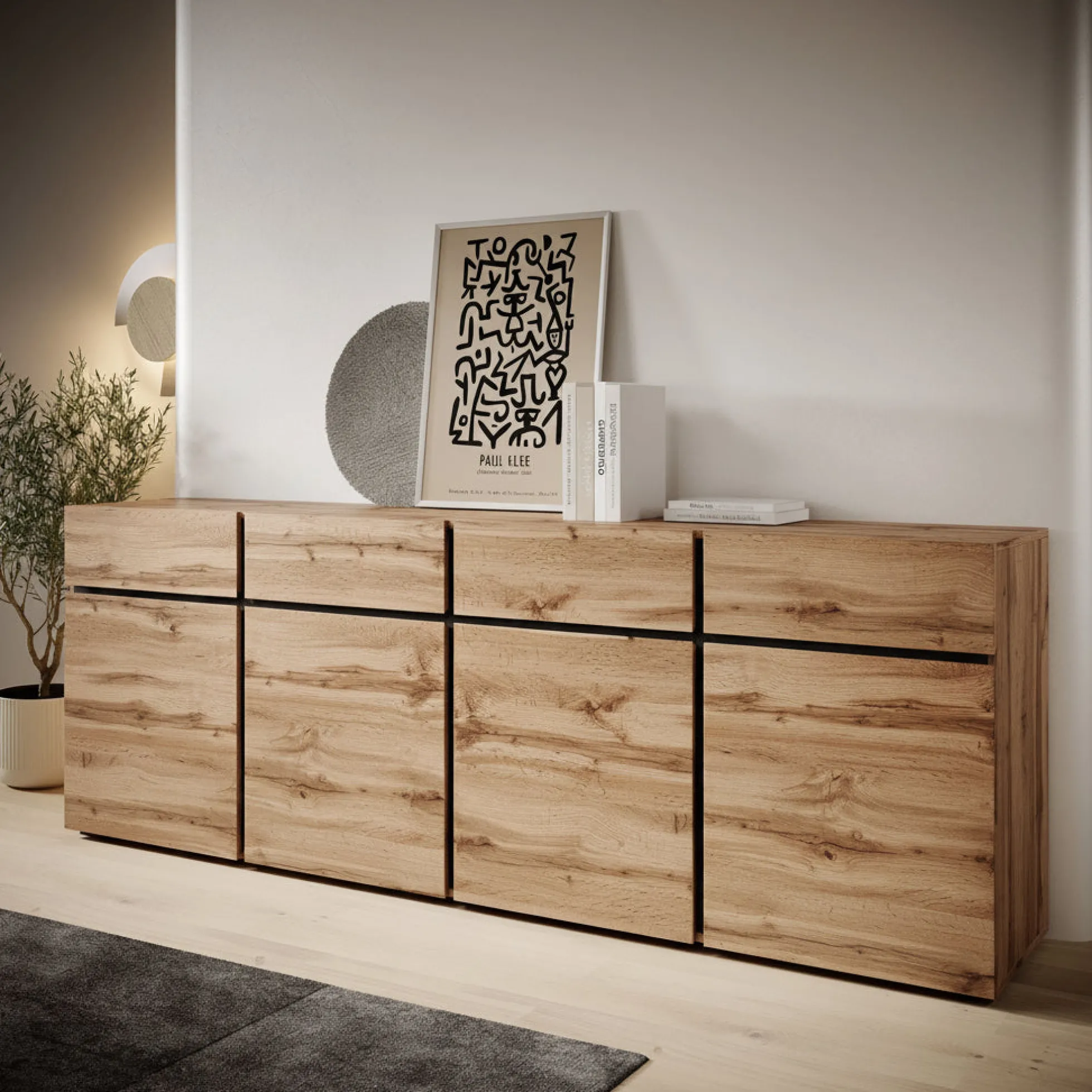 Cainan - Dressoir - Eiken/zwart - 225x40x78 cm