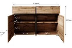 Cainan - Dressoir - Eiken/zwart - 119x40x78 cm