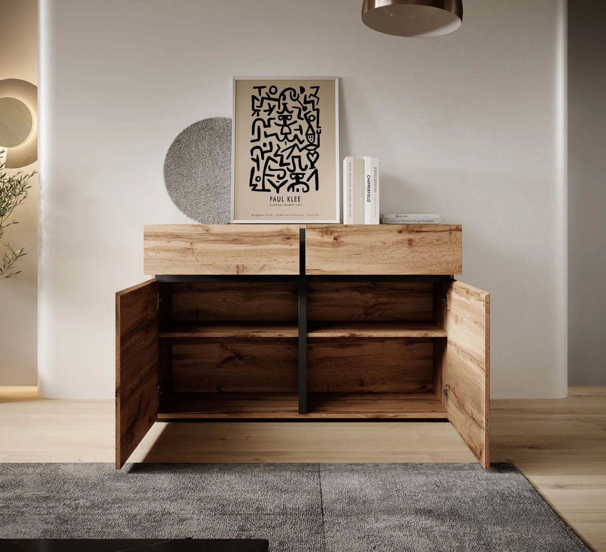 Cainan - Dressoir - Eiken/zwart - 119x40x78 cm