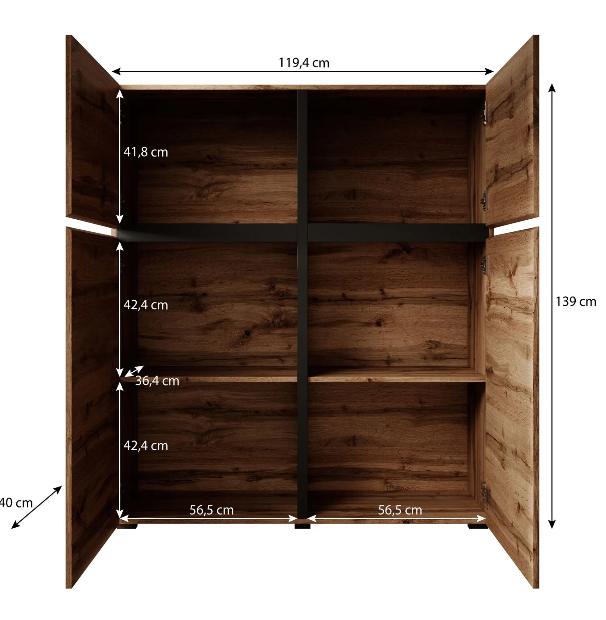Cainan - Dressoir - Groen - 119x40x139 cm