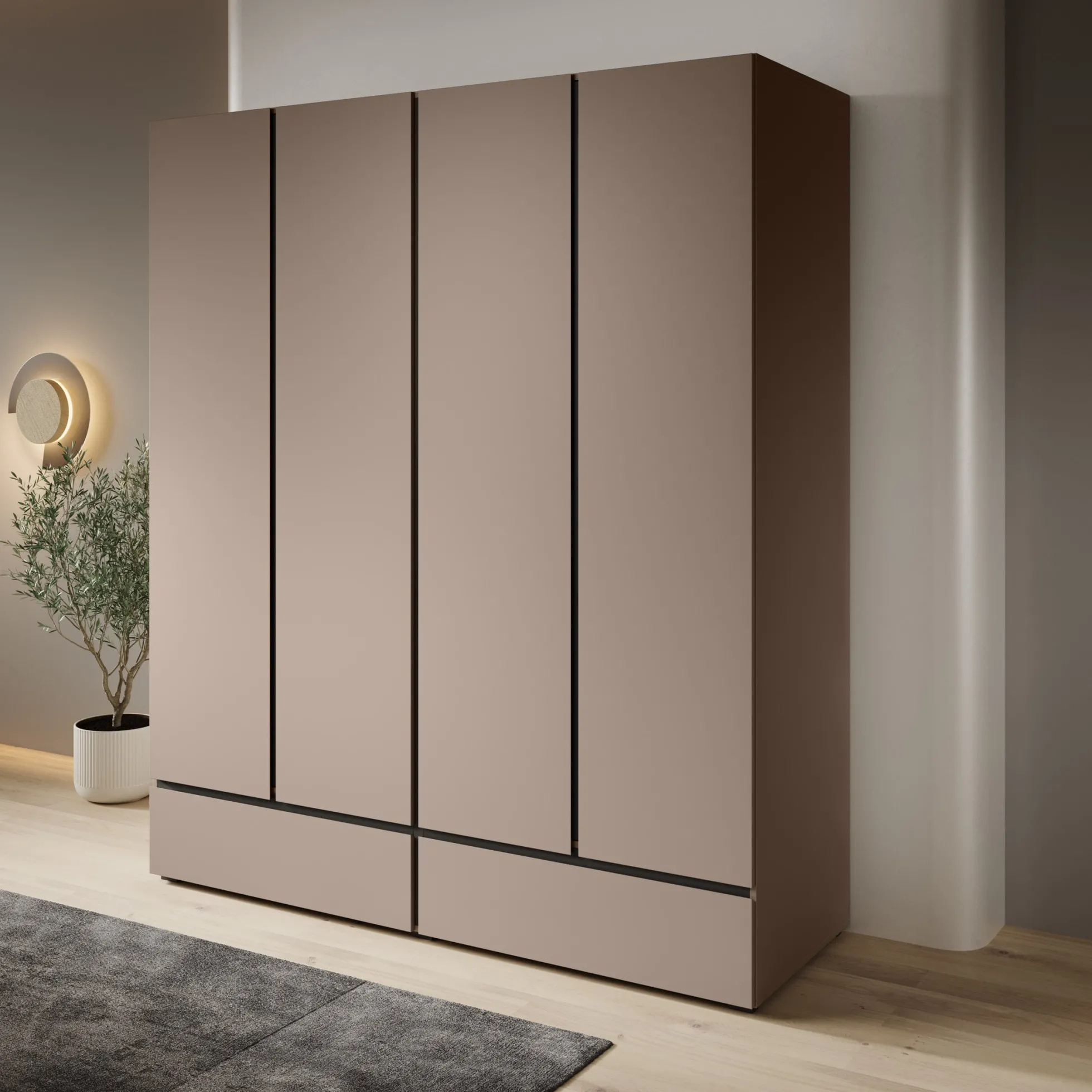 Cainan - Kledingkast 4-deurs - Beige - 180x60x210 cm