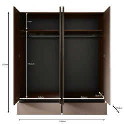 Cainan - Kledingkast 4-deurs - Beige - 180x60x210 cm
