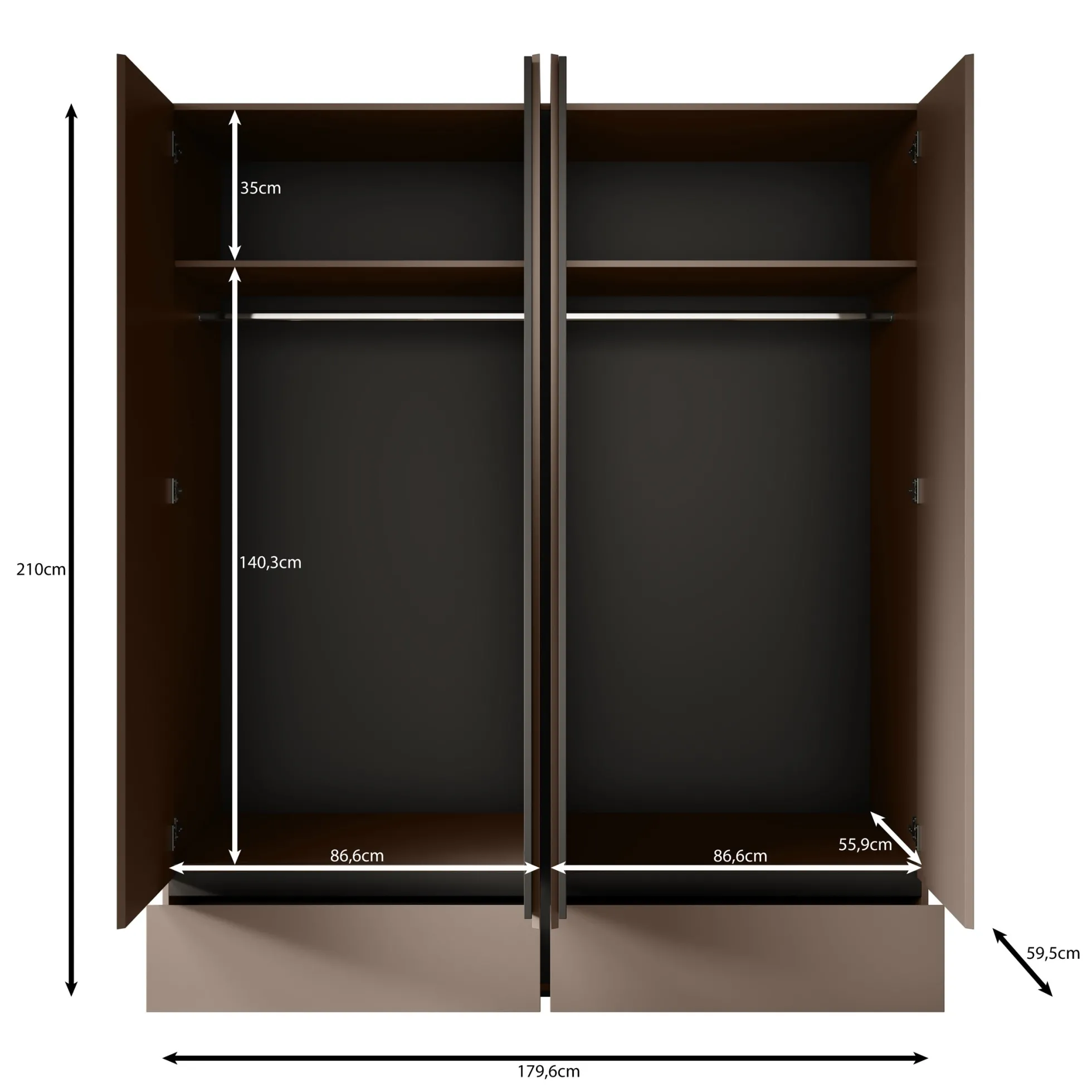 Cainan - Kledingkast 4-deurs - Beige - 180x60x210 cm