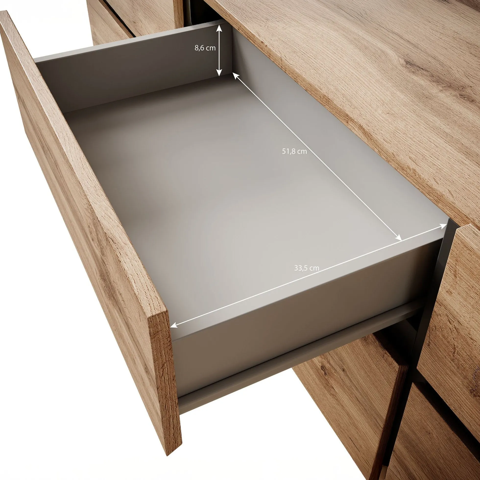 Cainan - TV-Meubel - met 3 lades - Eiken - 180 cm
