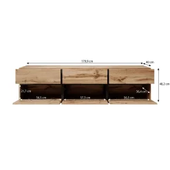 Cainan - TV-Meubel - met 3 lades - Eiken - 180 cm