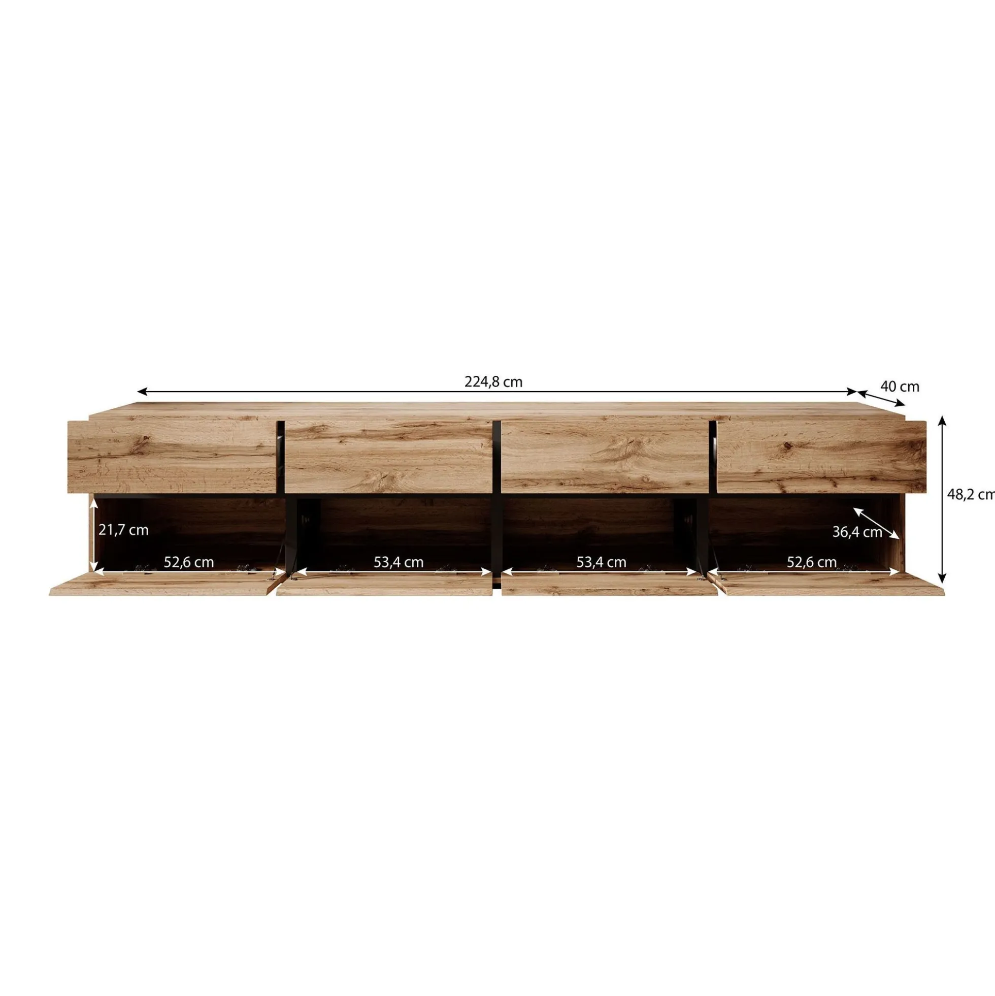 Cainan - TV-Meubel - met 4 lades - Groen - 225 cm