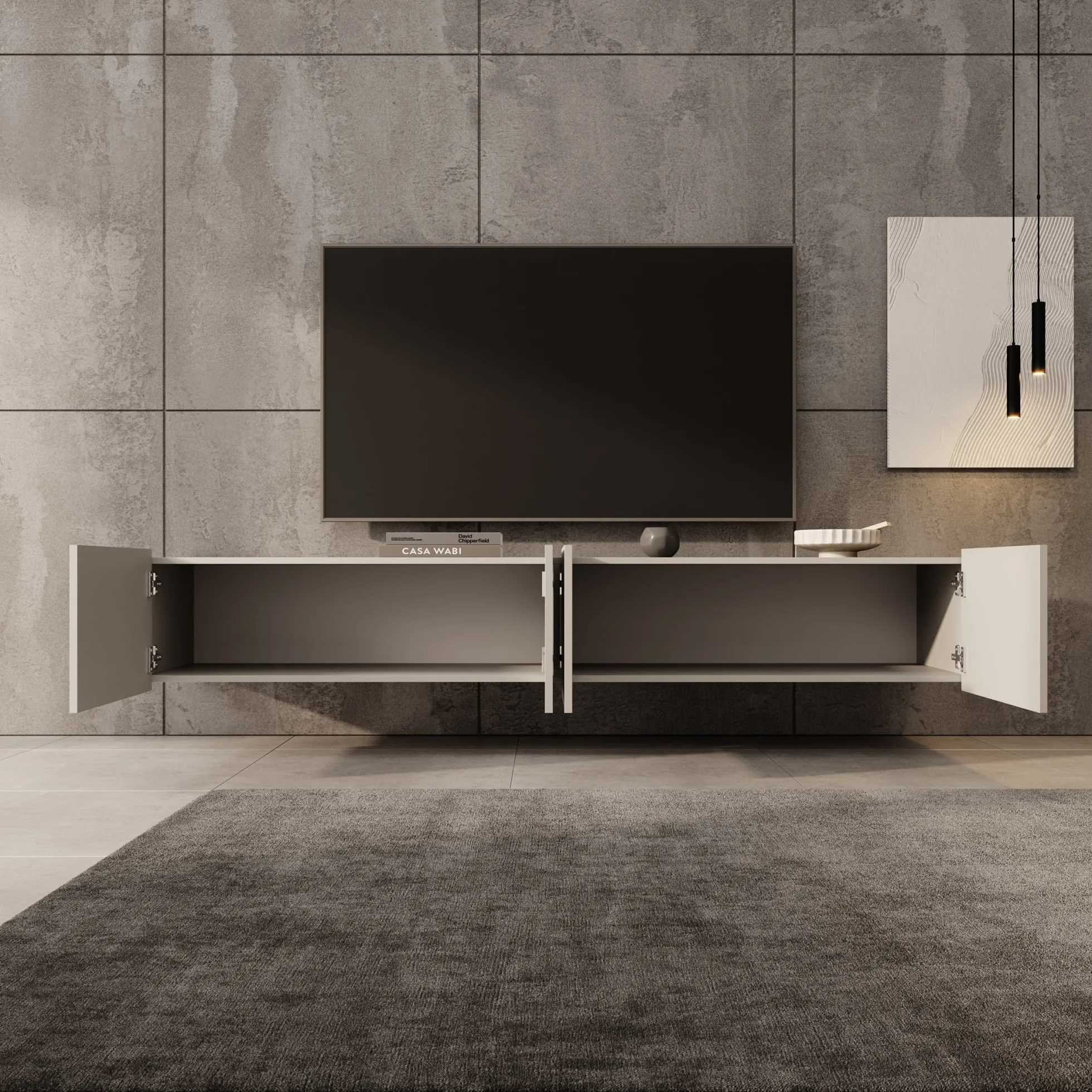 Calabas - TV-Meubel - Beige - 200x43x37 cm