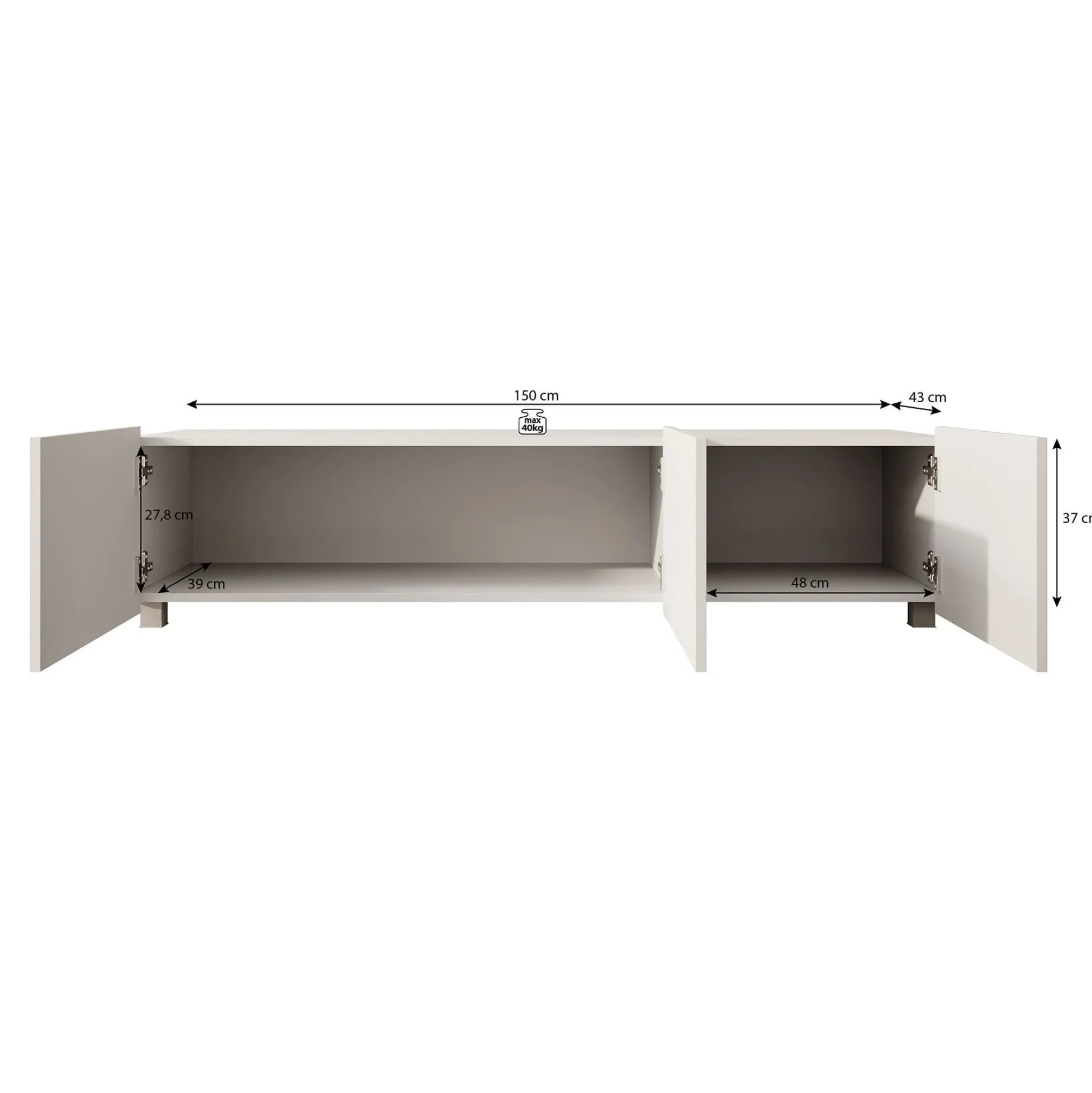Calabas - TV-Meubel - Beige - 150x43x37 cm