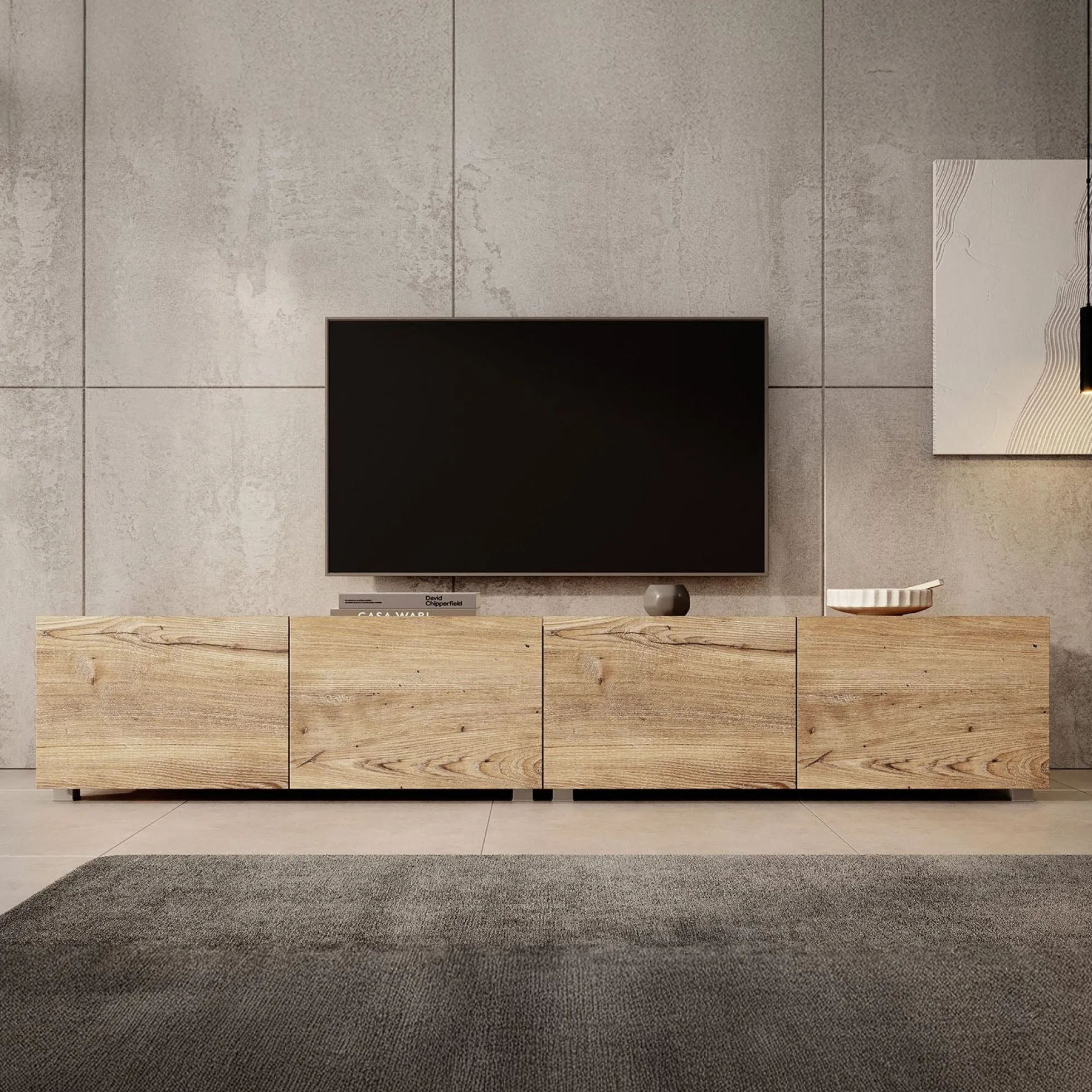 Calabas - TV-Meubel met 4 deuren - Kastanje - 200x43x37 cm