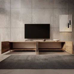 Calabas - TV-Meubel met 4 deuren - Kastanje - 200x43x37 cm