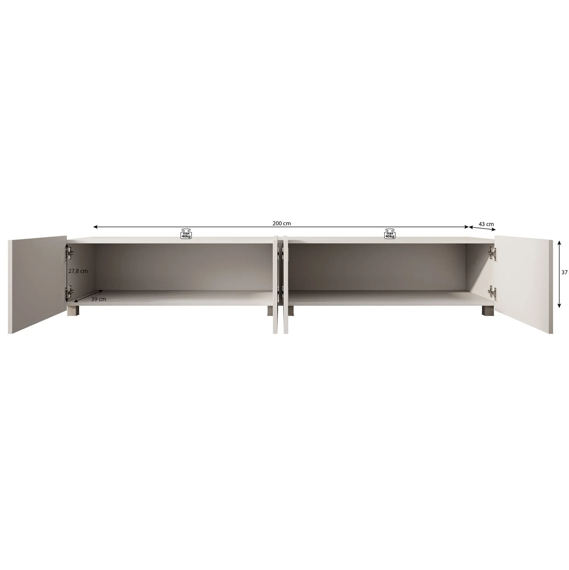 Calabas - TV-Meubel met 4 deuren - Kastanje - 200x43x37 cm