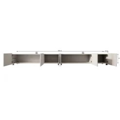 Calabas - TV-Meubel met 6 deuren - Mat zwart - 300x43x37 cm