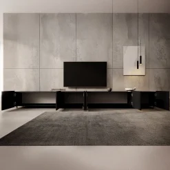 Calabas - TV-Meubel met 6 deuren - Mat zwart - 300x43x37 cm