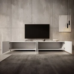 Calabas - TV-Meubel met 4 deuren - Wit - 200x43x37 cm