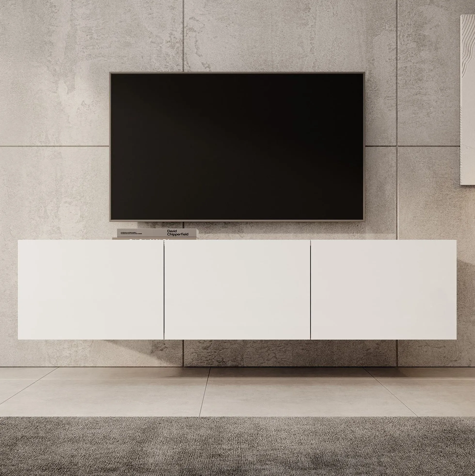 Calabas - TV-Meubel met 3 deuren - Wit - 150x43x37 cm