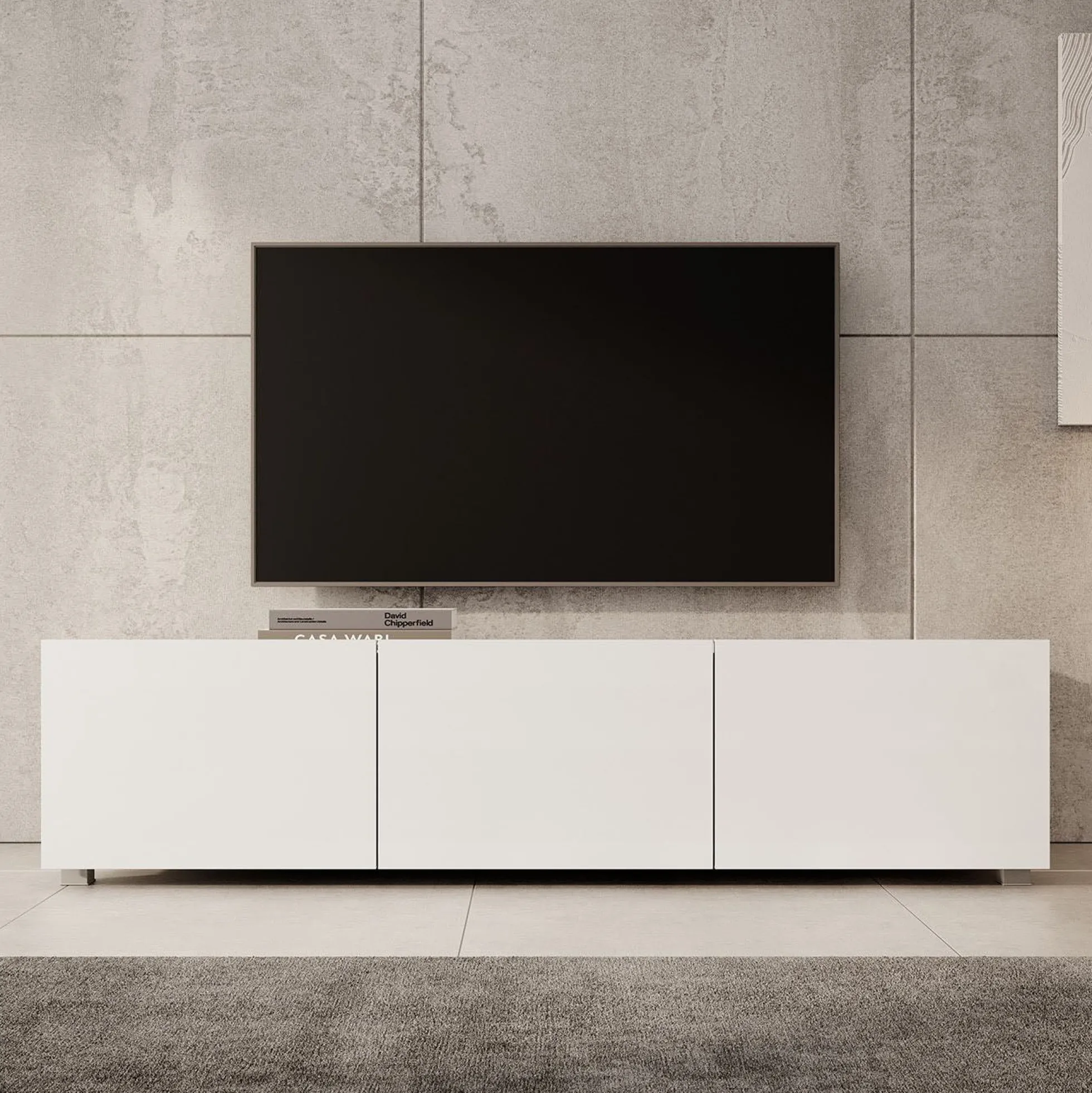 Calabas - TV-Meubel met 3 deuren - Wit - 150x43x37 cm