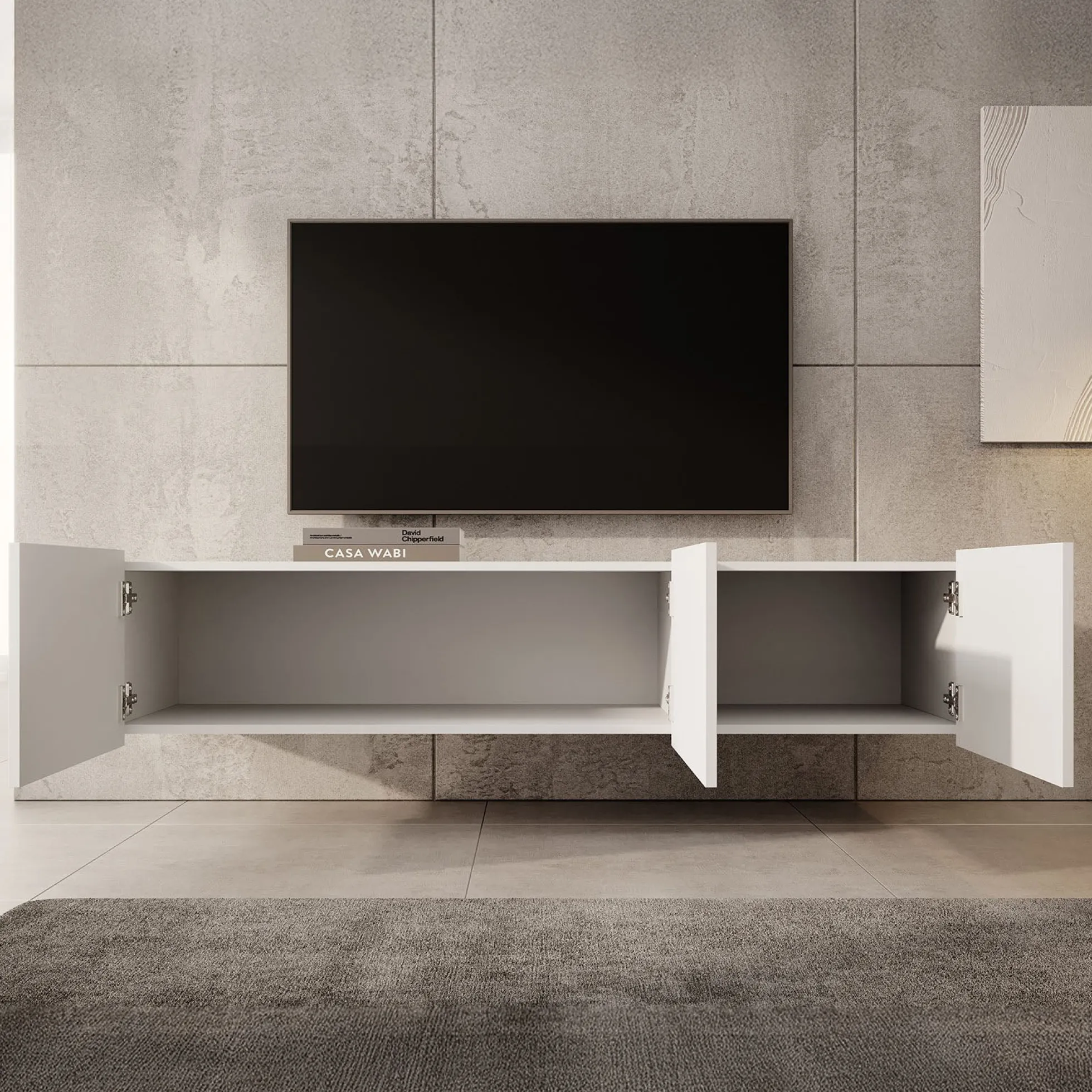 Calabas - TV-Meubel met 3 deuren - Wit - 150x43x37 cm