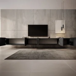 Calabas - TV-Meubel met 6 deuren - Grijs - 300x43x37 cm