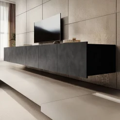 Calabas - TV-Meubel met 6 deuren - Grijs - 300x43x37 cm