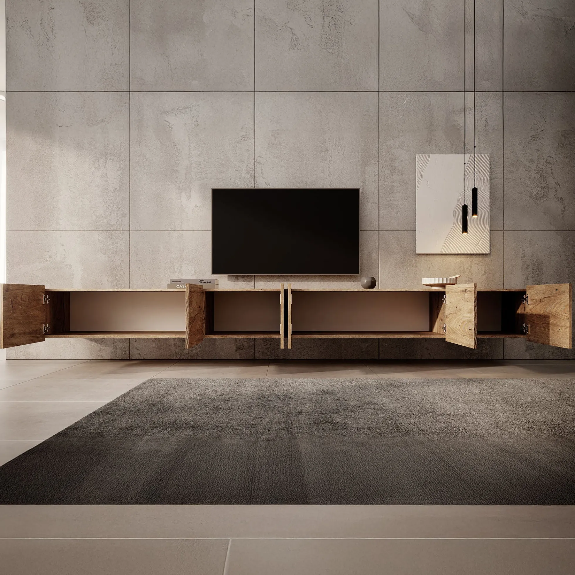 Calabas - TV-Meubel met 6 deuren - Kastanje - 300x43x37 cm