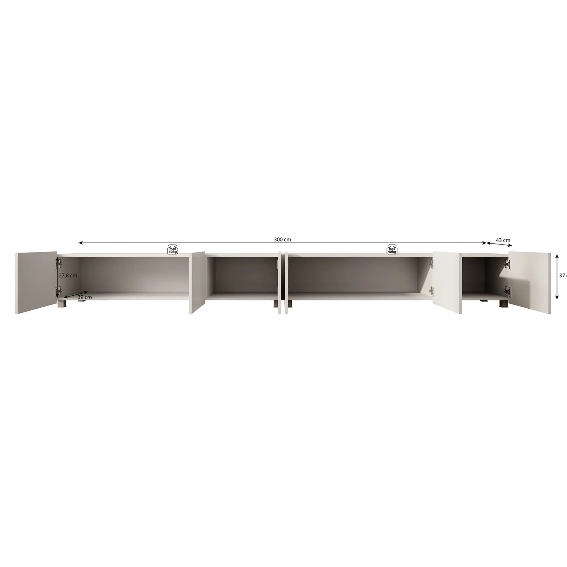 Calabas - TV-Meubel met 6 deuren - Kastanje - 300x43x37 cm