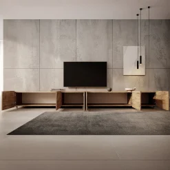 Calabas - TV-Meubel met 6 deuren - Kastanje - 300x43x37 cm