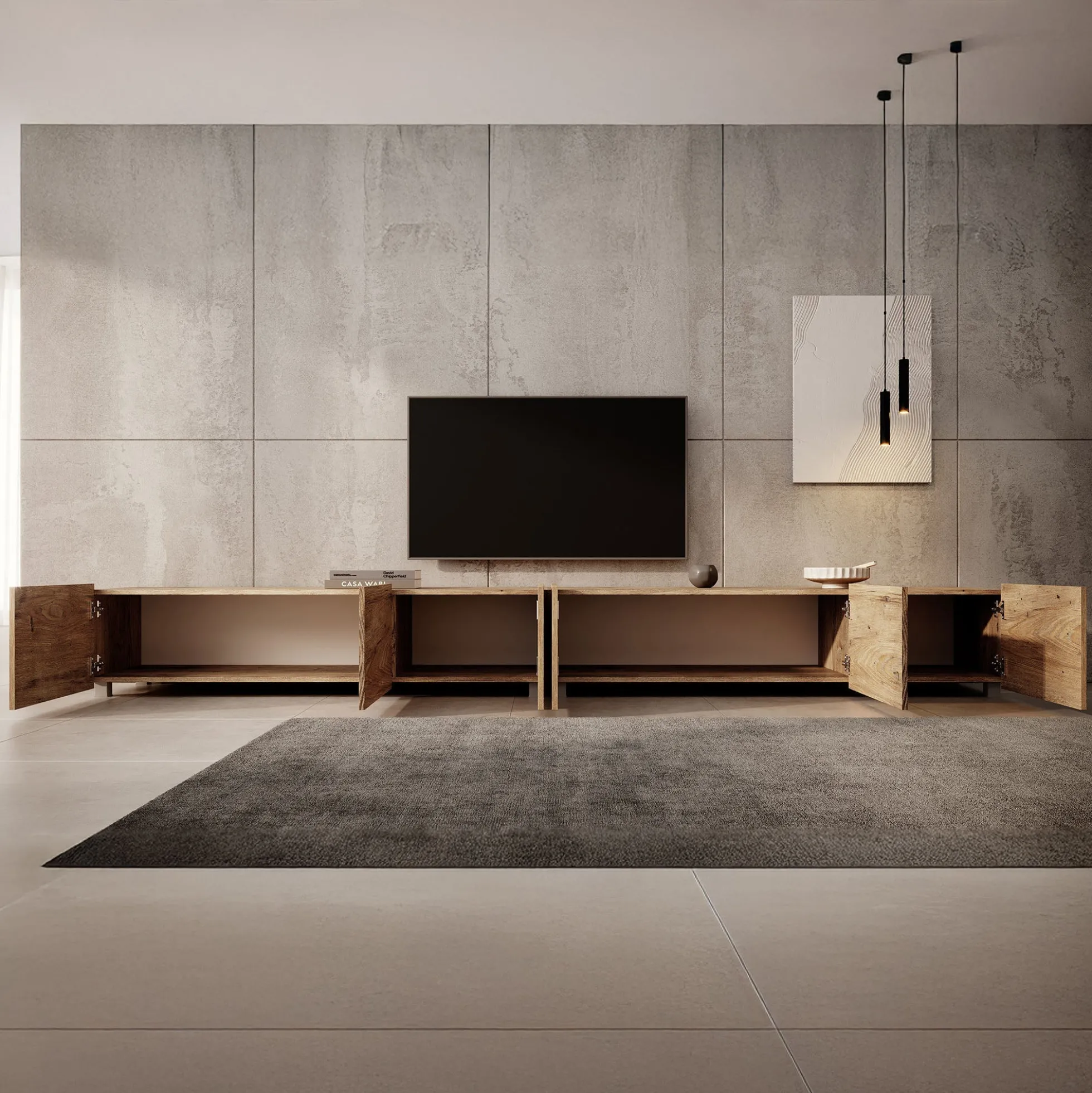 Calabas - TV-Meubel met 6 deuren - Kastanje - 300x43x37 cm