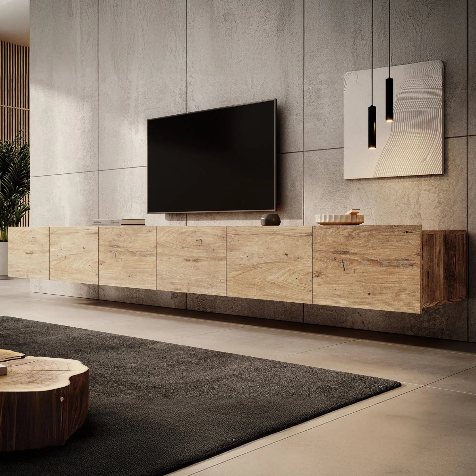 Calabas - TV-Meubel met 6 deuren - Kastanje - 300x43x37 cm