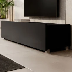 Calabas - TV-Meubel met 3 deuren - Mat zwart - 150x43x37 cm