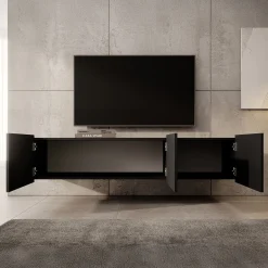 Calabas - TV-Meubel met 3 deuren - Mat zwart - 150x43x37 cm