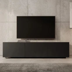 Calabas - TV-Meubel met 3 deuren - Mat zwart - 150x43x37 cm