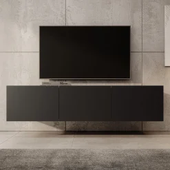 Calabas - TV-Meubel met 3 deuren - Mat zwart - 150x43x37 cm