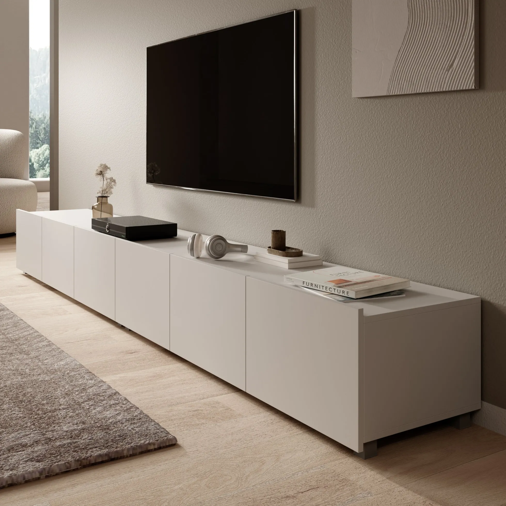 Calgary - TV-Meubel - met 6 deuren - Beige - 300x43x37 cm