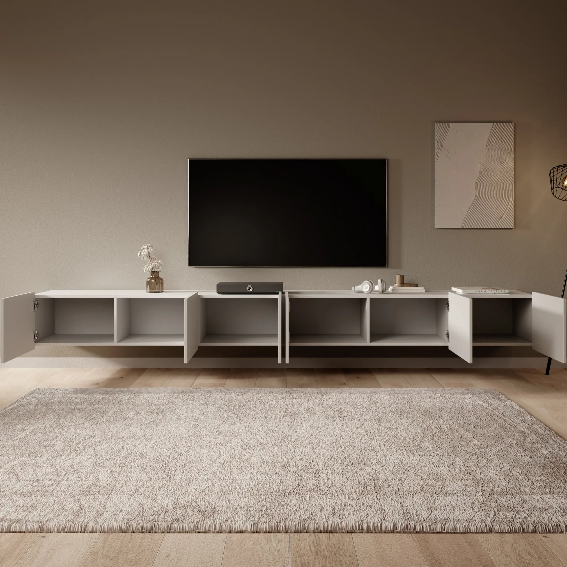 Calgary - TV-Meubel - met 6 deuren - Beige - 300x43x37 cm