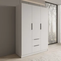 Caliero - Kledingkast 3-deurs - Wit - 150x60x216 cm