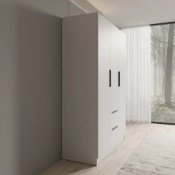 Caliero - Kledingkast 3-deurs - Wit - 150x60x216 cm