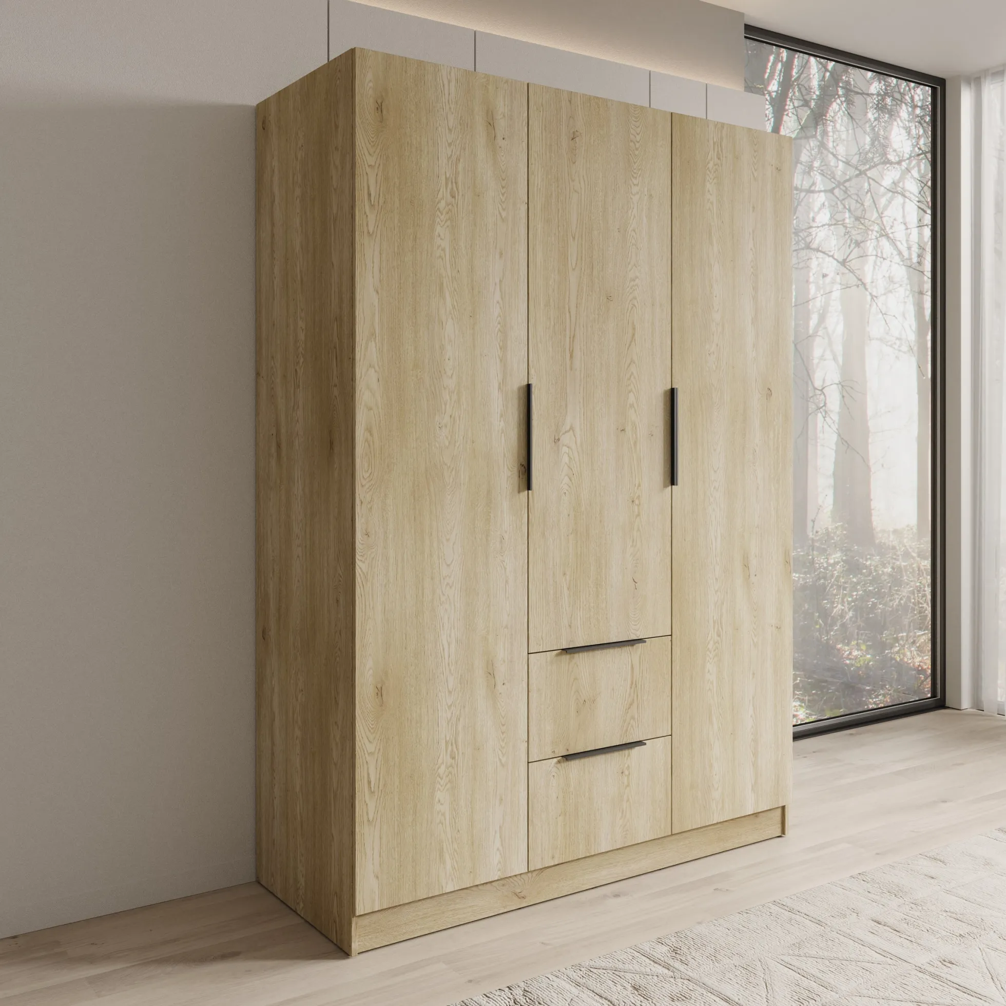 Caliero - Kledingkast 3-deurs - Eikenpatroon - 150x60x216 cm