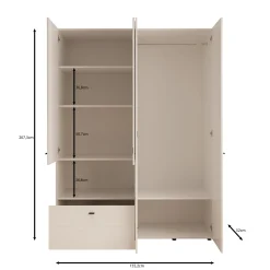 Calista - Kledingkast met 4 deuren - Eikenpatroon - 155x52x208 cm