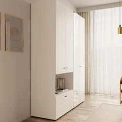Calista - Kledingkast met 4 deuren - Wit - 155x52x208 cm