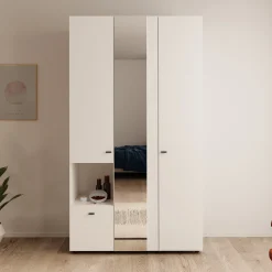 Calista - Kledingkast met 3 deuren - Wit - 117x52x208 cm
